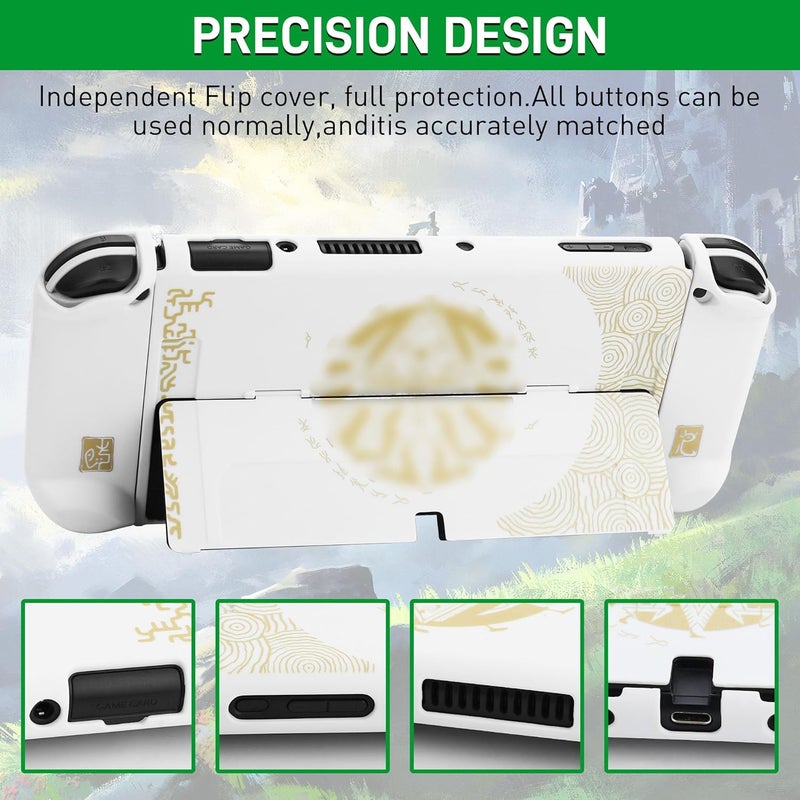 GLDRAM Theme for Zelda Protective Case Compatible with Nintendo Switch OLED, Anti-Scratch Accessories Bundle for Tears of the Kingdom with Dockable Switch OLED Skin Cover, Screen Protector & Thumb Cap - Image 2